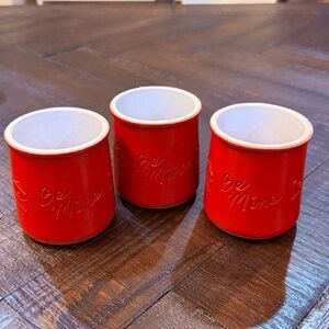 La Fermière Limited Edition “Be Mine” Red Ceramic Yogurt Pots Set of 3 Valentine